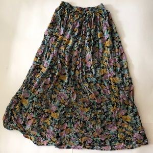 Sheer Colorful Boho Floral Maxi Skirt